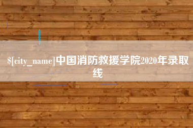 安丘中国消防救援学院2020年录取线